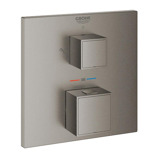 Grohtherm Cube Thermostatic mixer for 2 outlets with integrated shut off/diverter valve - Unbeatable Bathrooms