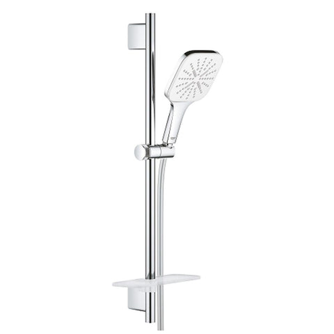 Grohe Rainshower SmartActive 130 Cube Shower Rail set 3 sprays moon white - Unbeatable Bathrooms