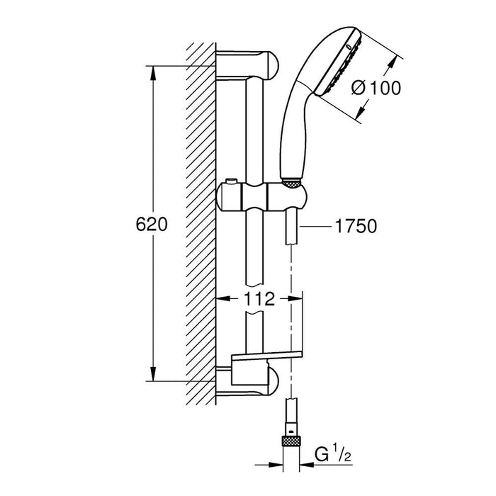 Grohe Tempesta 100 Shower Rail Set 2 Sprays 27926001 - Unbeatable Bathrooms