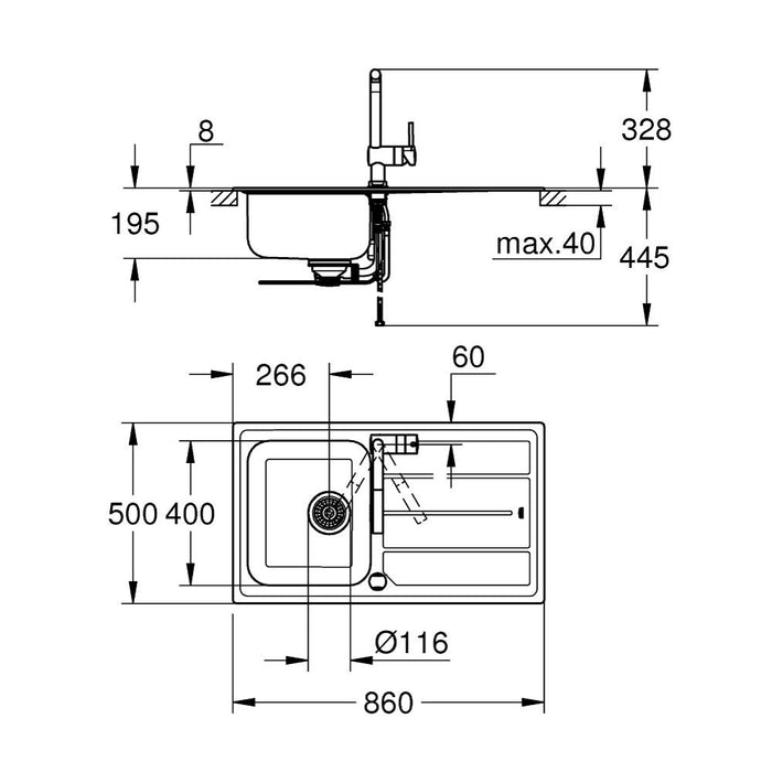 Grohe Minta Stainless Steel Kitchen Sink and Tap Bundle In Chrome - 31573SD0 - Unbeatable Bathrooms