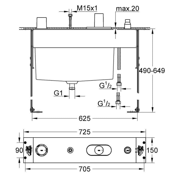 Grohe Four-Hole Bath Combination 3/4" - Unbeatable Bathrooms