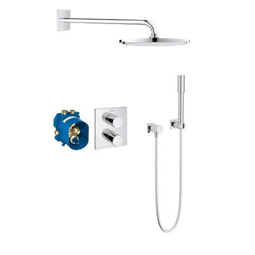 Grohe Grohtherm Cosmopolitan Perfect Shower Set with Square Wall Escutcheon - Unbeatable Bathrooms