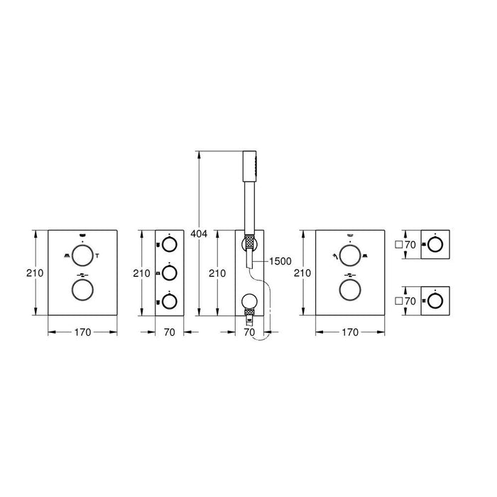 Grohe Grohtherm F Thermostat Complete Kit for F40 Inch Preconfigured - Unbeatable Bathrooms