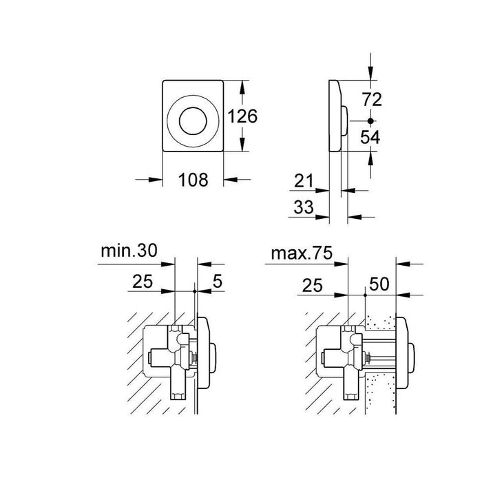 Grohe Wall Plate, Stainless Steel - Unbeatable Bathrooms