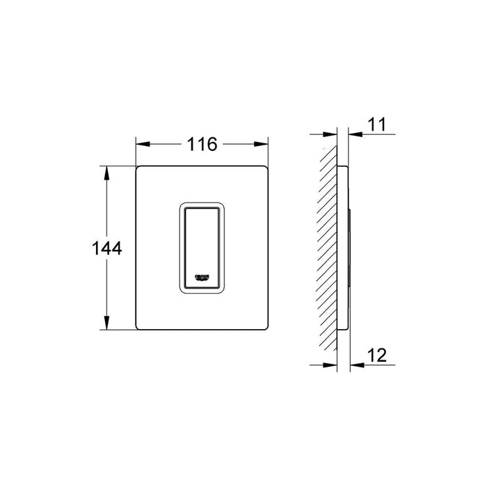 Grohe Skate Cosmopolitan Manual Activation for Urinal Stainless Steel Wall Plate - Unbeatable Bathrooms