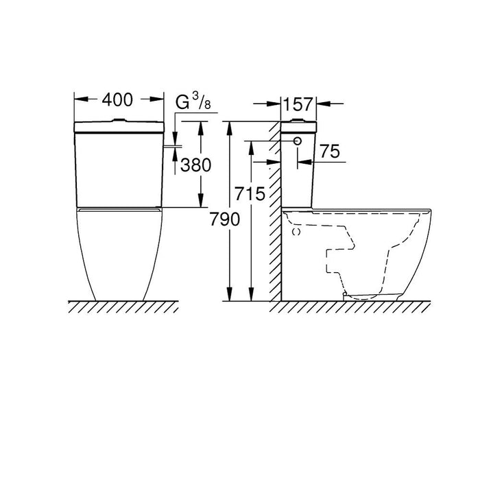 Grohe Essence Exposed Flushing Cistern for Close Coupled Combination - Unbeatable Bathrooms