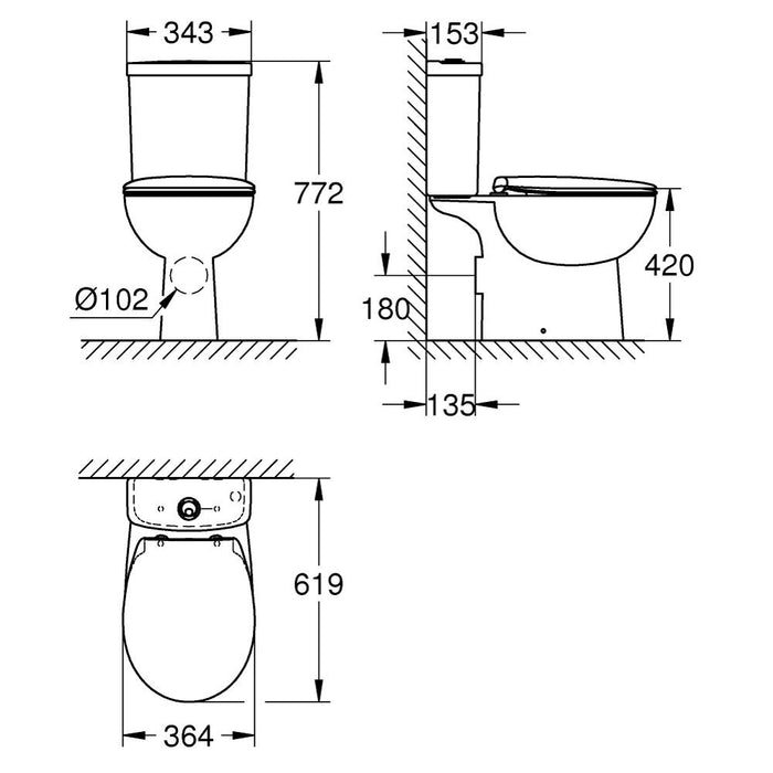 Grohe Bau Ceramic Close Coupled Toilet - 39604000 - Unbeatable Bathrooms