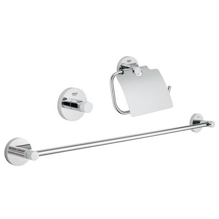 Grohe Essentials 3-in-1 Bathroom Accessories Set - Towel Hook, Towel Rail & Toilet Roll Holder - Unbeatable Bathrooms