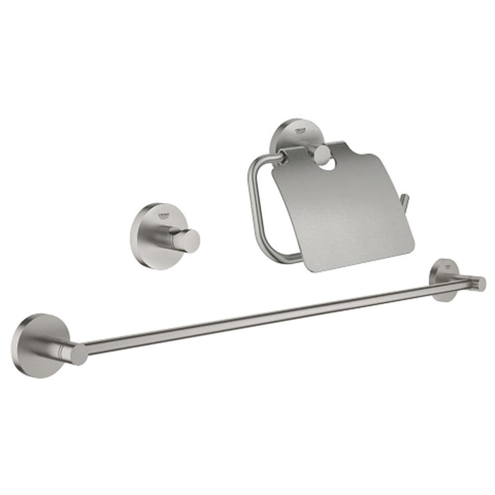 Grohe Essentials 3-in-1 Bathroom Accessories Set - Towel Hook, Towel Rail & Toilet Roll Holder - Unbeatable Bathrooms