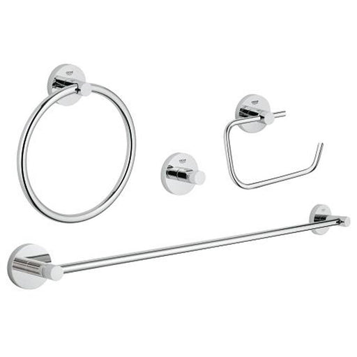Grohe Essentials 4-in-1 Master Bathroom Accessories Set - Towel Hook, Towel Ring, Towel Rail & Toilet Roll Holder - Unbeatable Bathrooms