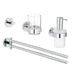 Grohe Essentials 4-in-1 Chrome Bathroom Accessories Set - Robe Hook, Towel Bar, Tumbler Glass & Soap Dispenser - Unbeatable Bathrooms