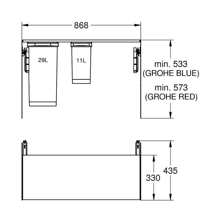 Grohe Blue Waste Separation System 90 cm - 11 L / 29 L - Unbeatable Bathrooms