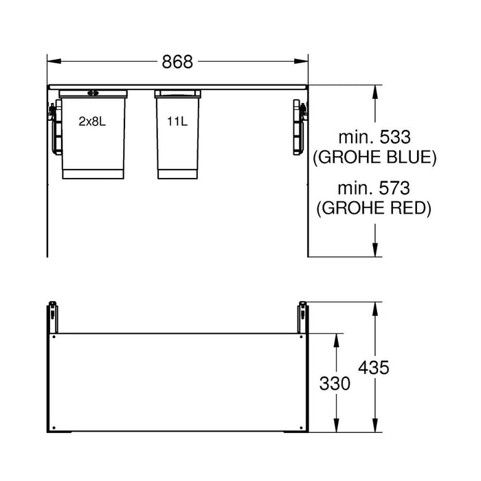 Grohe Blue Waste Separation System 90 cm - 8 L / 8 L / 11 L - Unbeatable Bathrooms