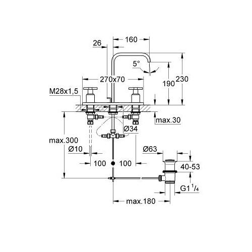 Grohe Allure 1/2 Inch Medium Size Three Hole Chrome Basin Mixer - Unbeatable Bathrooms