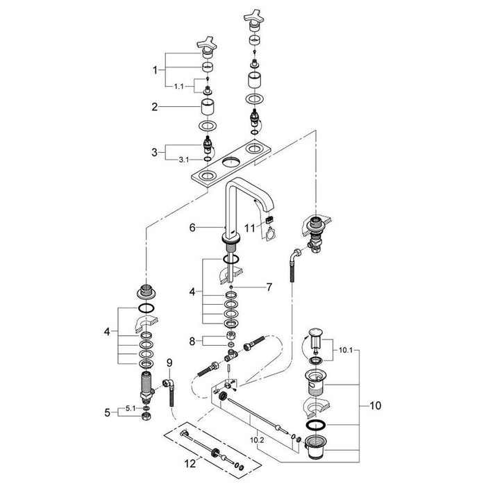 Grohe Allure 1/2 Inch Medium Size Three Hole Chrome Basin Mixer - Unbeatable Bathrooms