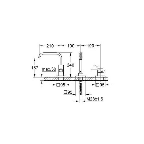 Grohe Allure 3 Hole Single Lever Bath Combination - Unbeatable Bathrooms