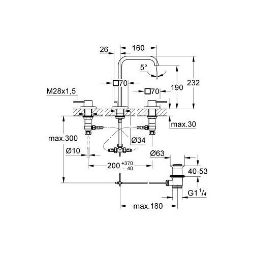 Grohe Allure Two Handle 1/2 Inch Medium Size Three Hole Basin Mixer - Unbeatable Bathrooms