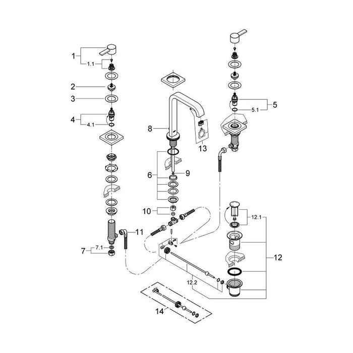 Grohe Allure Two Handle 1/2 Inch Medium Size Three Hole Basin Mixer - Unbeatable Bathrooms