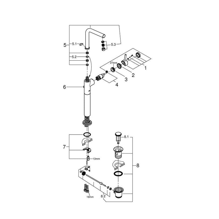 Grohe Atrio 1/2 Inch Extra Large Size Basin Mixer for Free Standing Basins - Unbeatable Bathrooms