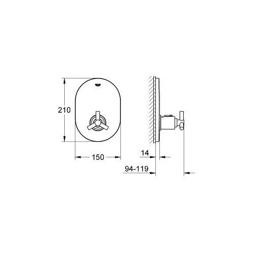 Grohe Atrio Trim for Thermostatic Shower Valve with Handle - Unbeatable Bathrooms