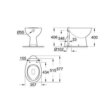 Grohe Bau Ceramic Floor Standing Toilet - Unbeatable Bathrooms