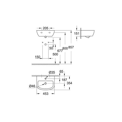 Grohe Bau 45cm Ceramic Wall Hung Basin - 1TH - Unbeatable Bathrooms