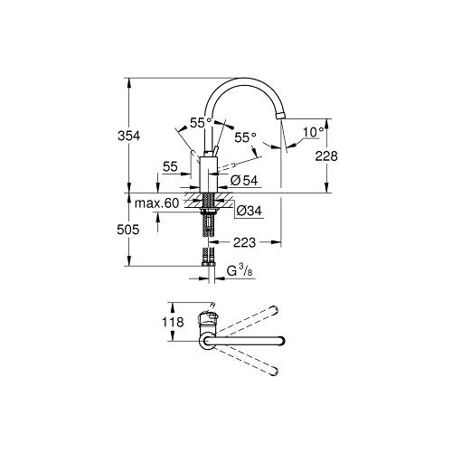 Grohe Concetto 1/2 Inch Single Lever Sink Mixer with High Spout - Unbeatable Bathrooms