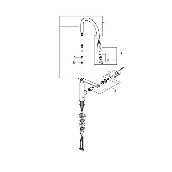 Grohe Concetto 1/2 Inch Single Lever Sink Mixer with Normal Spray and Powerful Jet Spray - Unbeatable Bathrooms