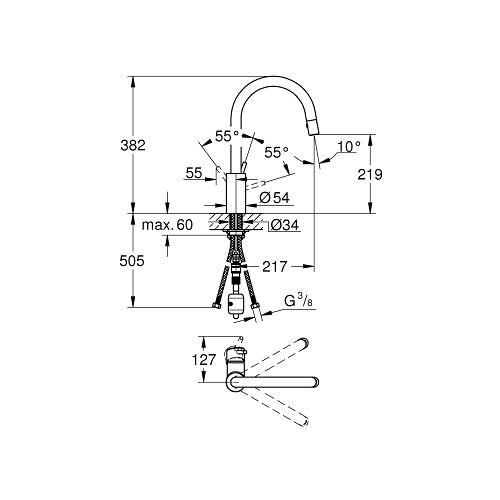 Grohe Concetto 1/2 Inch Single Lever with Two Spray Options Sink Mixer - Unbeatable Bathrooms