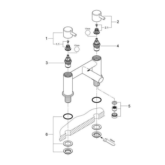 Grohe Concetto 1/2 Inch Two Handled Bath Filler - Unbeatable Bathrooms