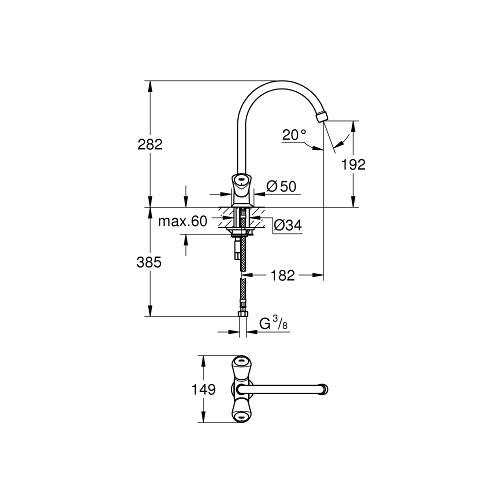 Grohe Costa 1/2 Inch S Sink Mixer - Unbeatable Bathrooms