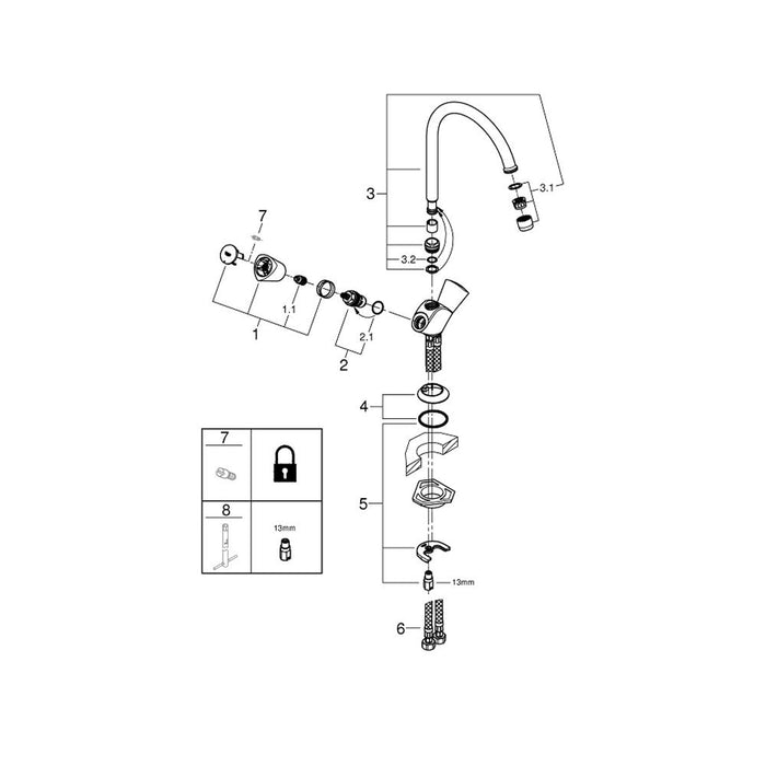 Grohe Costa 1/2 Inch S Sink Mixer - Unbeatable Bathrooms