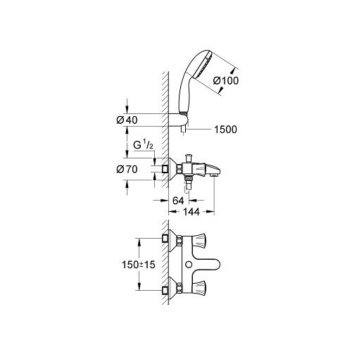 Grohe Costa L 1/2 Inch Bath or Shower Mixer - Unbeatable Bathrooms