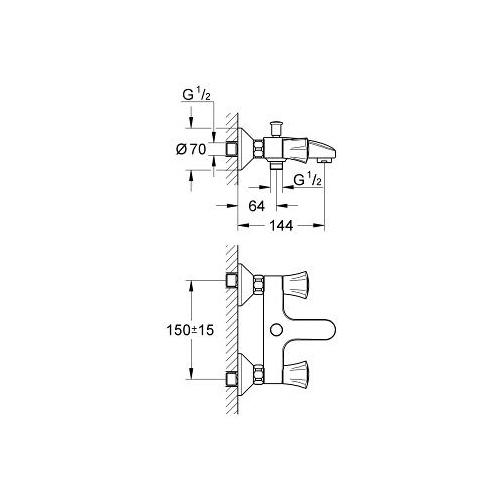 Grohe Costa L 1/2 Inch Wall Mounted Bath or Shower Mixer - Unbeatable Bathrooms