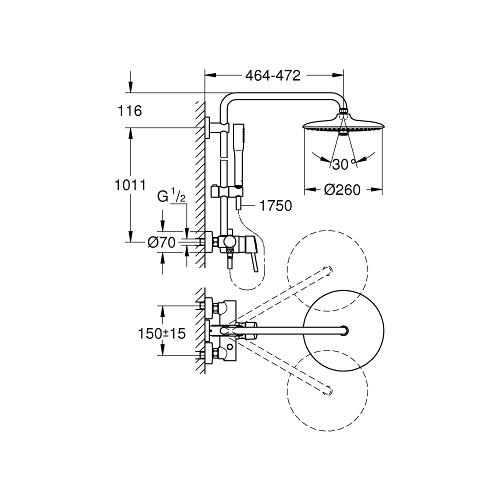 Grohe Euphoria Concetto System Shower with Single Lever for Wall Mounting - Unbeatable Bathrooms