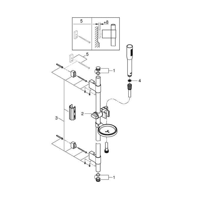 Grohe Euphoria Cosmopolitan Stick Shower Rail Set with 1 Spray - Unbeatable Bathrooms