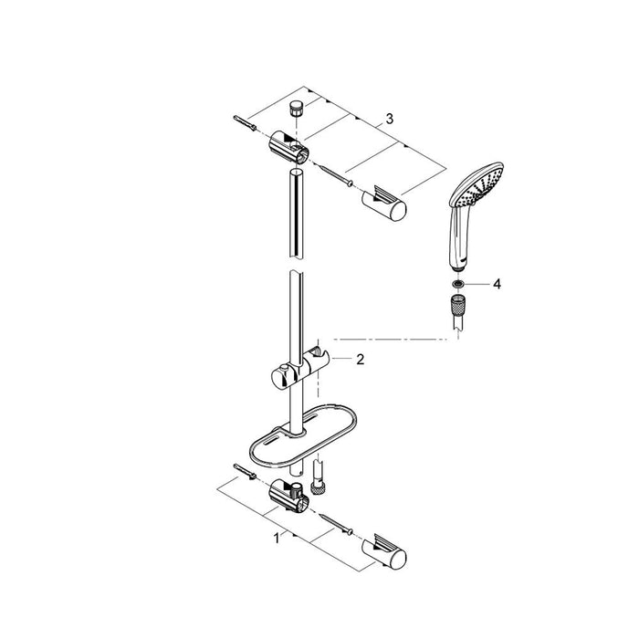 Grohe Euphoria Massage Hand Shower Rail Set with 3 Sprays - Unbeatable Bathrooms