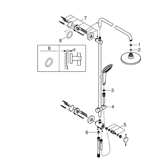Grohe Euphoria System Shower with Diverter for Wall Mounting - Unbeatable Bathrooms