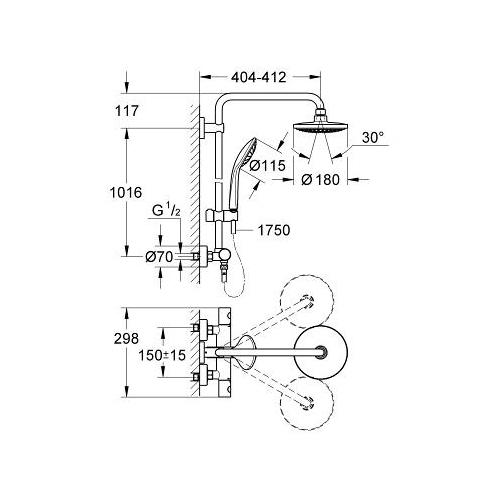Grohe Euphoria 180 with Thermostat for Wall Mounting - Unbeatable Bathrooms