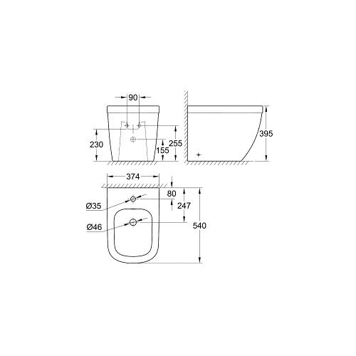 Grohe Euro Ceramic Floor Standing Bidet With Pure Guard - Unbeatable Bathrooms