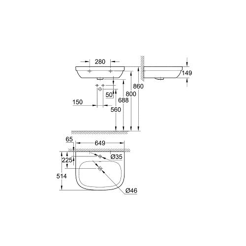 Grohe Euro 650mm 1TH Wall Hung Basin with Anti-Stick & Anti-Bacterial Coating - Unbeatable Bathrooms