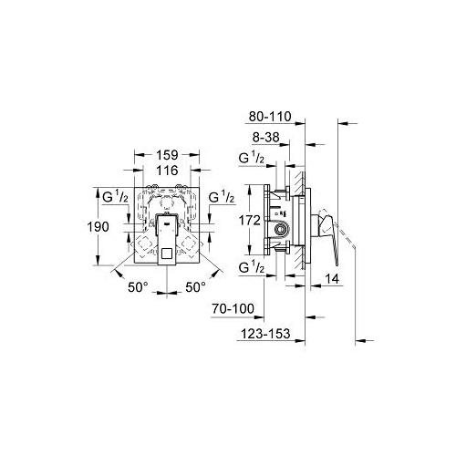 Grohe Eurocube Single Lever Shower Mixer Trim - Unbeatable Bathrooms