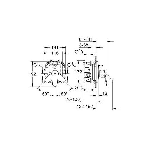 Grohe Eurodisc Cosmopolitan Single Lever Bath or Shower Mixer Trim - Unbeatable Bathrooms