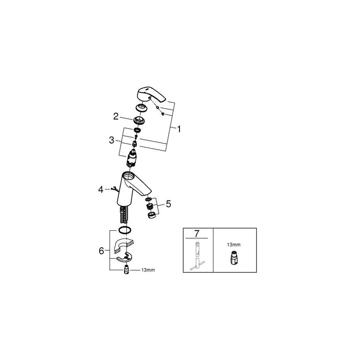 Grohe Eurosmart 1/2 Inch Medium Size Basin Mixer with Retractable Chain - Unbeatable Bathrooms