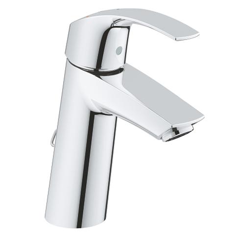 Grohe Eurosmart 1/2 Inch Medium Size Chrome Basin Mixer Attached To Retractable Chain - Unbeatable Bathrooms