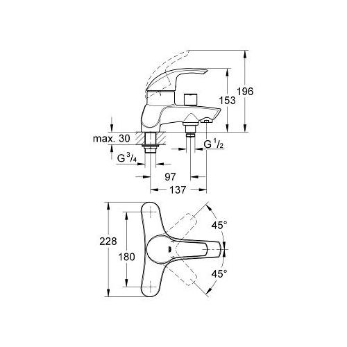 Grohe Eurosmart 1/2 Inch Single Lever Bath or Shower Mixer with Automatic Diverter - Unbeatable Bathrooms