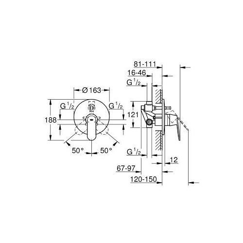 Grohe Eurosmart Cosmopolitan 1/2 Inch Single Lever Bath or Shower Mixer - Unbeatable Bathrooms