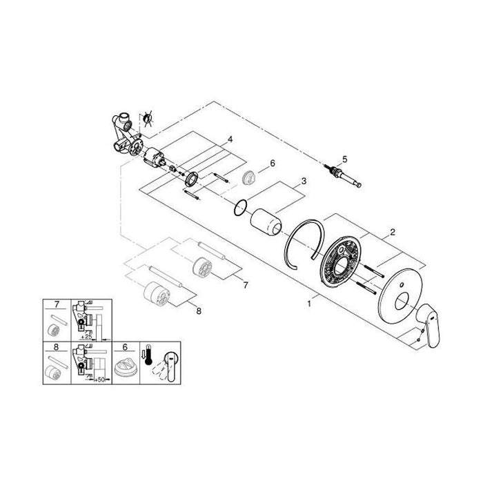 Grohe Eurosmart Cosmopolitan 1/2 Inch Single Lever Bath or Shower Mixer - Unbeatable Bathrooms