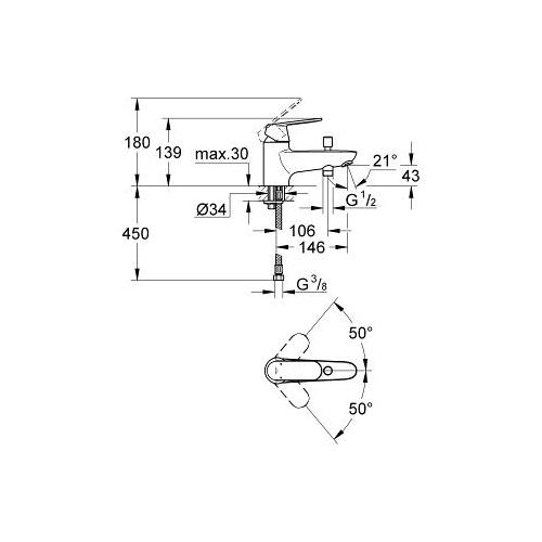 Grohe Eurosmart Cosmopolitan 1/2 Inch Single Lever Bath or Shower Mixer with Automatic Diverter - Unbeatable Bathrooms