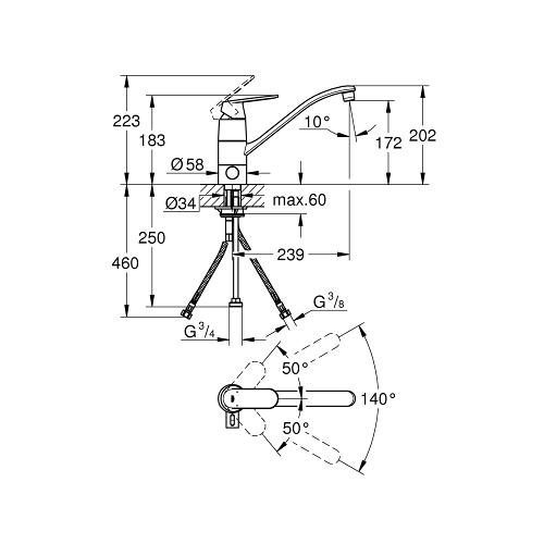 Grohe Eurosmart Cosmopolitan 1/2 Inch Single Lever Chrome Sink Mixer - Unbeatable Bathrooms